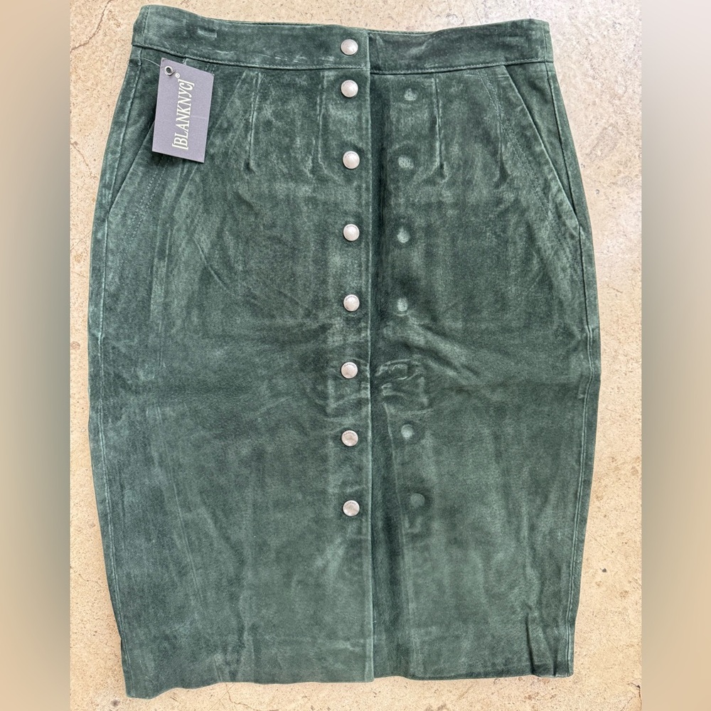 NWT Blank NYC Genuine Suede Pencil Skirt, Evergreen, Size 27